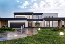 Nowoczesny dom jednorodzinny z dużym ogrodem, energooszczędny i funkcjonalny, idealny dla rodzin ceniących komfort i design, projekt architektoniczny od Panidyrektor.pl.