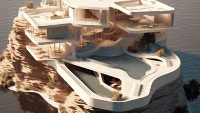 dom z płaskim dachem na wyspie